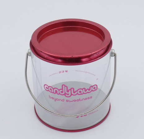 PVC圆罐 带手挽 铁盖PVC圆罐 精美礼品罐