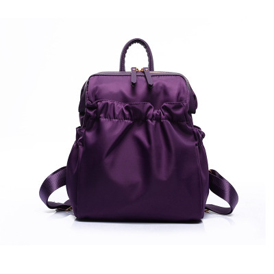 紫魅女包2015夏款潮韩版休闲时尚学生尼龙轻便褶皱双肩包女背包