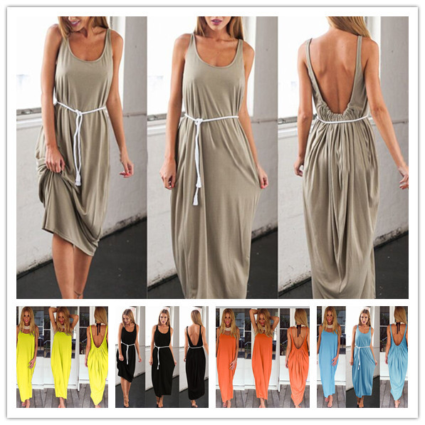 Backless Maxi Dress Loose Fit Sleeveless Available in 5 Colors Perfect for Summer Parties Wholesale Options