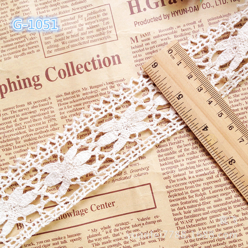 G-1051精细棉线镂空花朵全纯棉蕾丝花边宽4.3厘米辅料批发