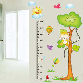 可移除墙贴批发可爱身高贴儿童幼儿园量墙贴画DLX6001猴子树裸装
