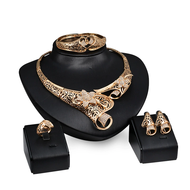 Золотой модный набор для невесты, аксессуар, европейский стиль, Aliexpress, набор из 4 piezas, оптом