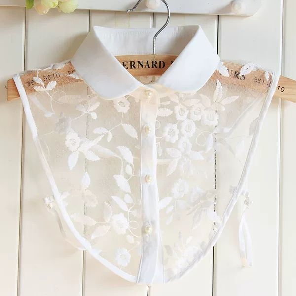 Women's Korean-style all-match fake collar shirt lace embroidered floral lace round neck fake collar shirt collar wholesale