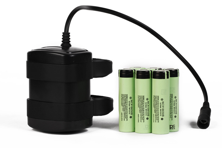 8.4V自行车前灯防水塑胶电池组 T6头灯电池包 6节18650锂电池组|ms