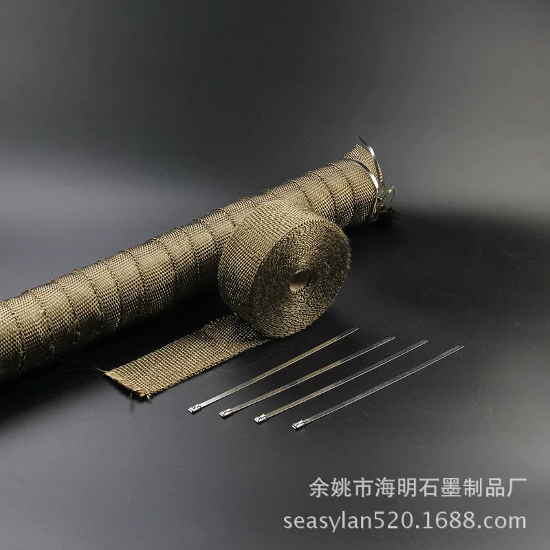 Titanium color black gold basalt insulation glass fiber banana strap exhaust pipe heat shield fabric