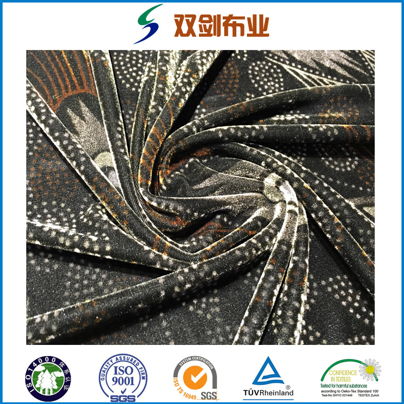 厂家销售 纬编不倒绒 四面弹雕印 外贸服装针织类绒布