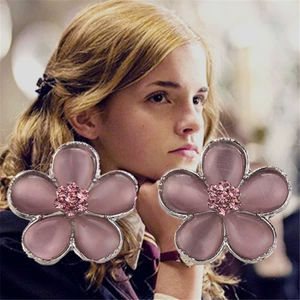 Women's Crystal Flower Earrings with Five Petal Design in Sterling Silver