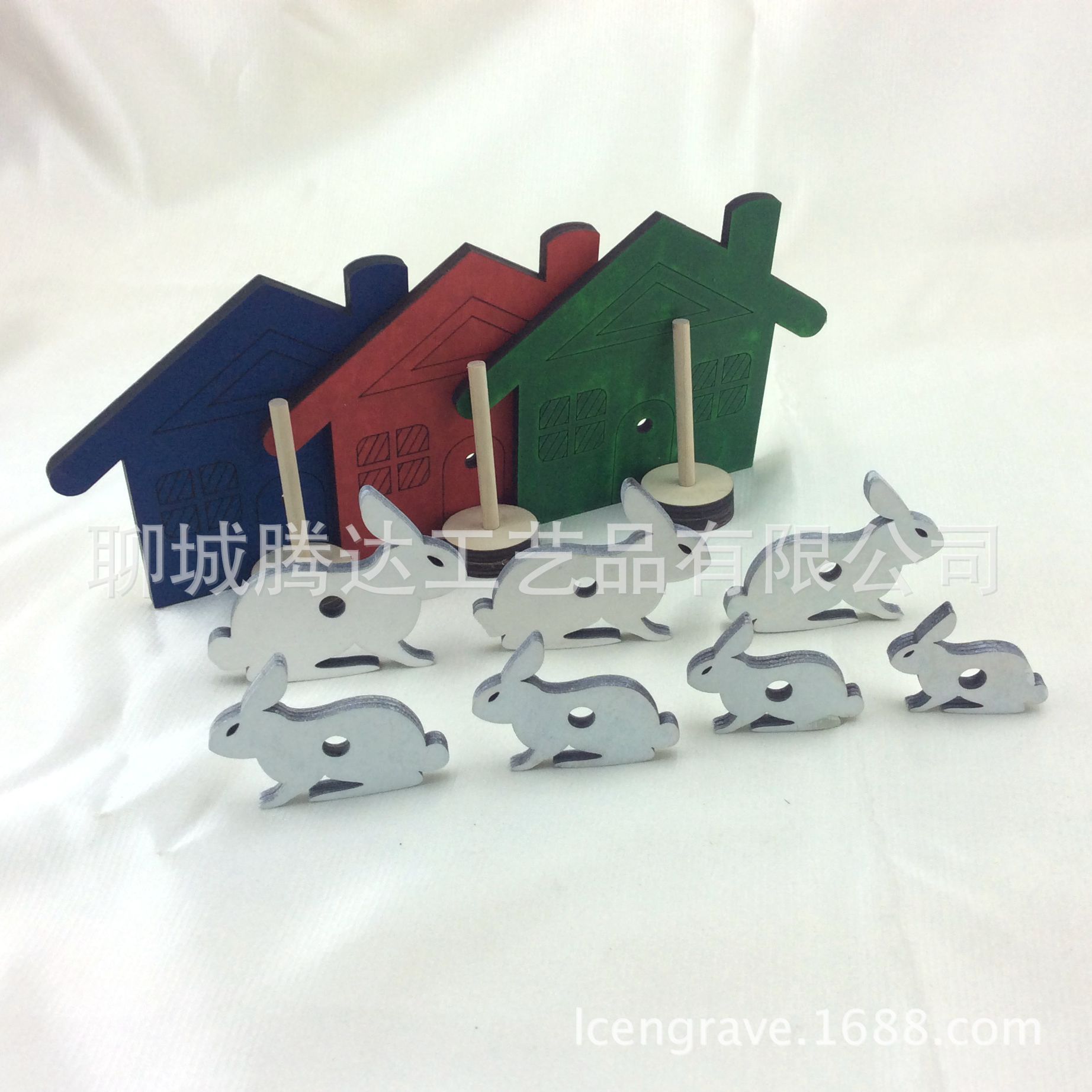 小兔子找家木质手工玩具儿童玩耍幼儿园教学精美创意教具木玩