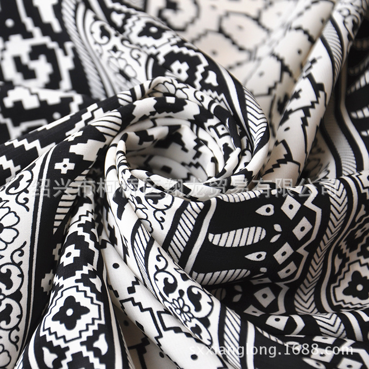 【翔龙印花 XL2932】青花系列复古典雅条纹花卉水洗绒韩国绒