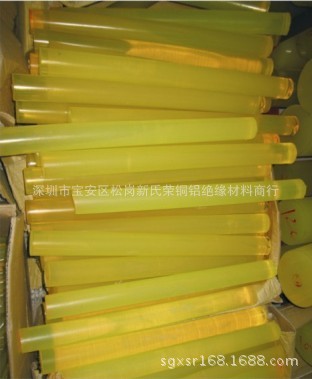黄色半透明PU优力胶棒 直径20 30 40 50聚氨酯棒材