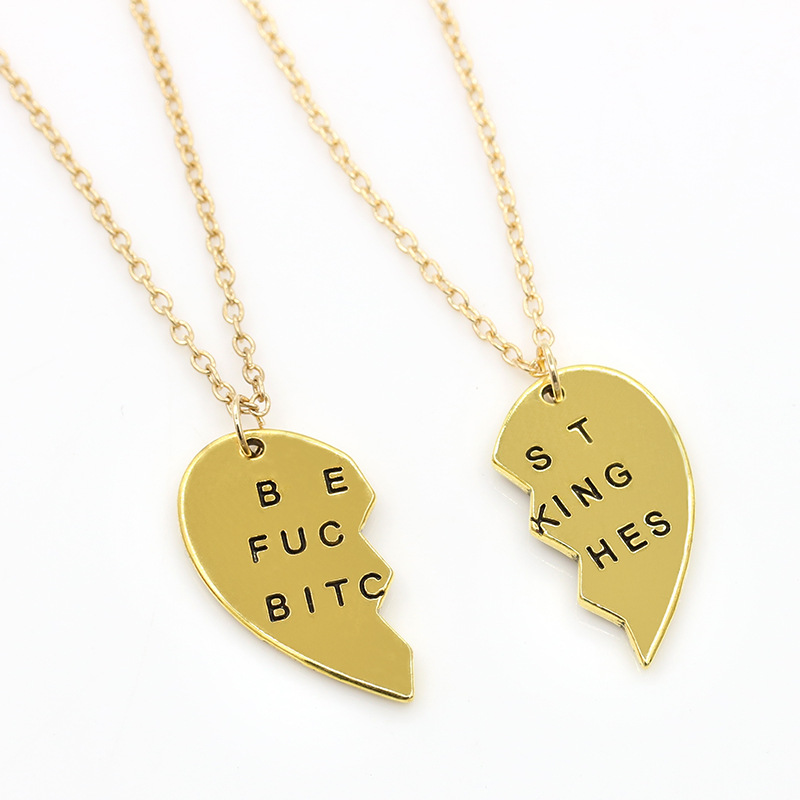 The new pendant necklace Best Fucking Bitches broken heart necklace wholesale