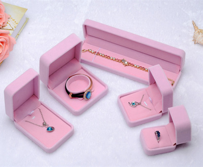 廠家直銷首飾盒批發 粉色絨布 項鏈 戒指 手鏈大套盒