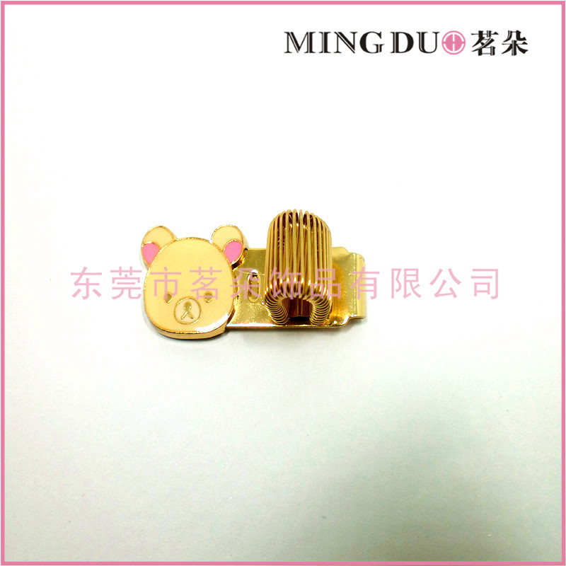 [Mingduo] metal alloy gold-plated bear spring pen clip cute dual-use pen clip