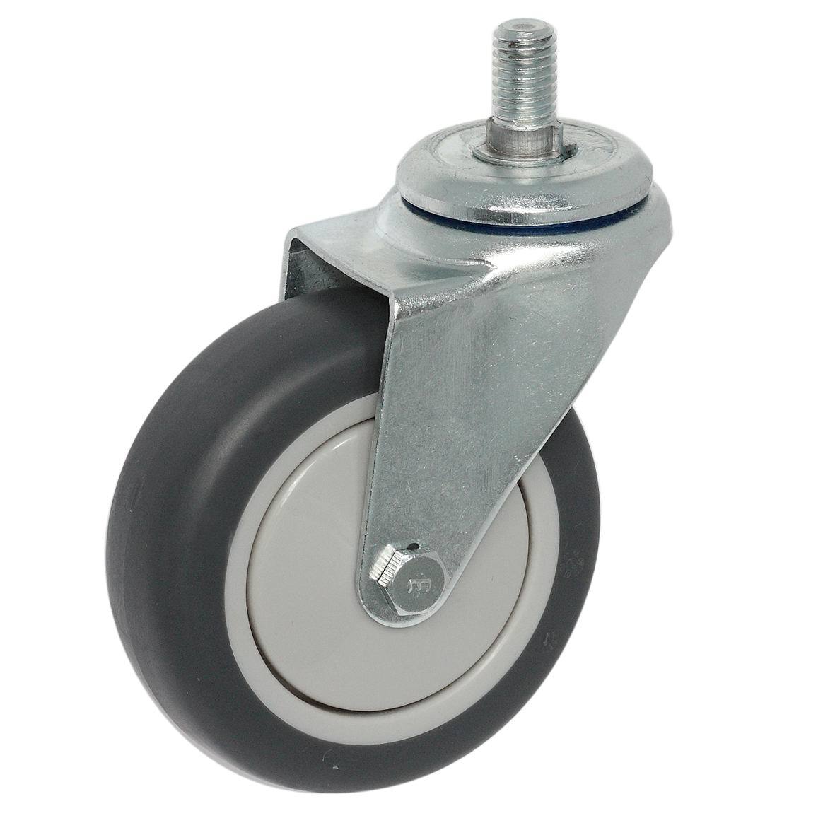 大胜4寸TPR人造橡胶丝杆万向脚轮静音购物车理货车出口产品