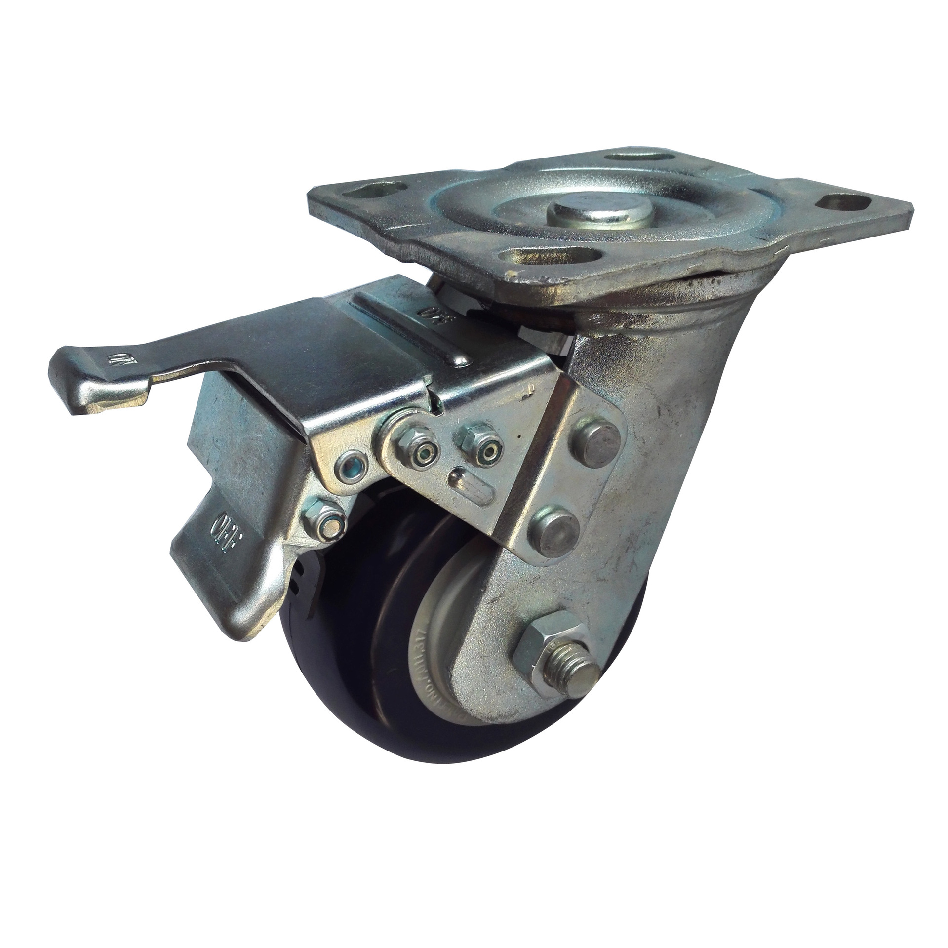 大胜脚轮 保用贰年 供欧美市场 4寸重型PU万向轮双刹高承载耐磨