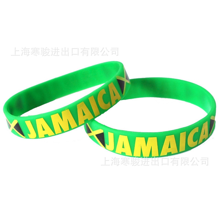 Jamaica 手环 牙买加 硅胶手环 牙买加国旗 硅胶手腕带 绿色手圈