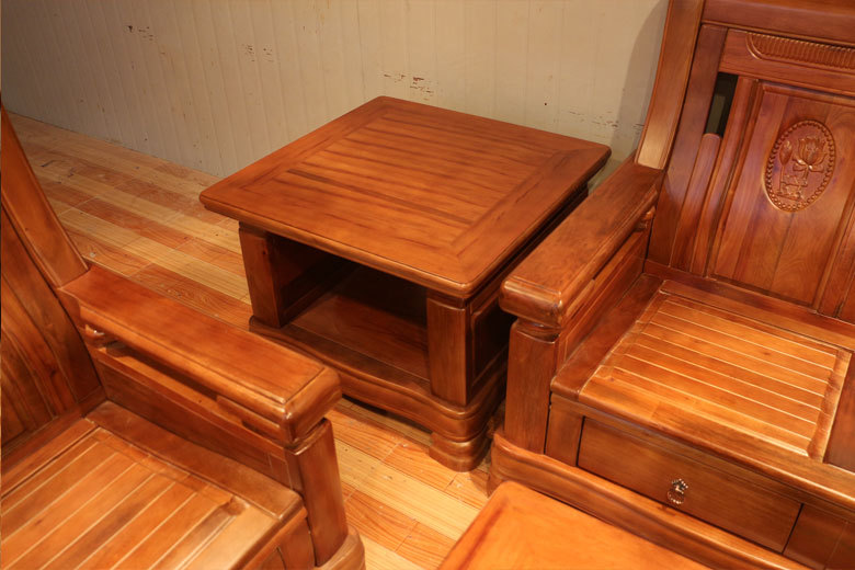 7件套实木沙发 单人三人组合沙发 实木中式沙发 香樟木沙发668