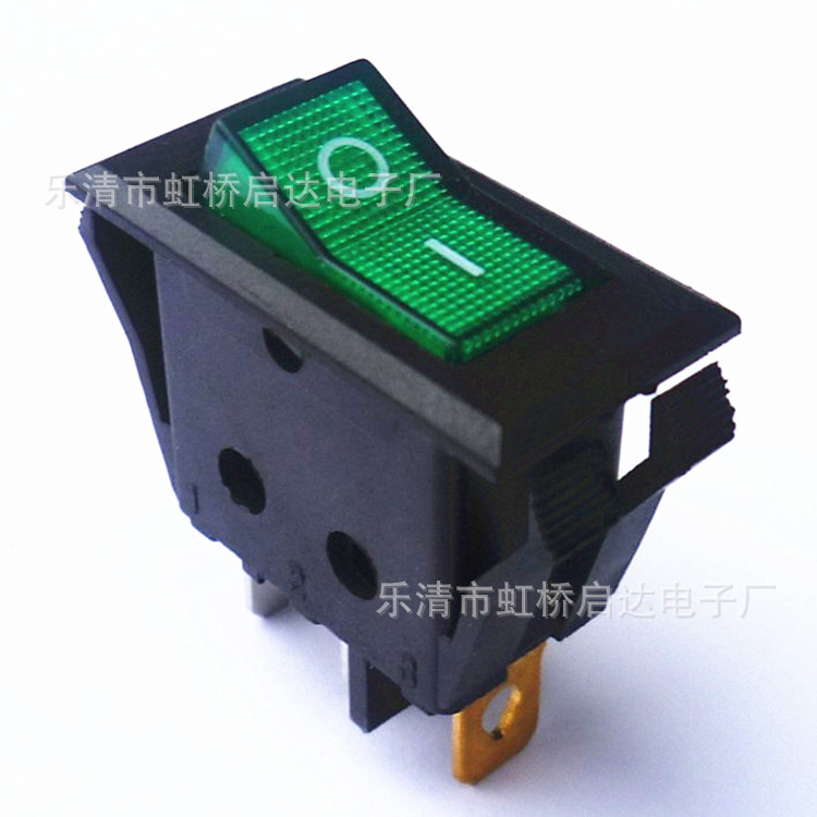 船型开关KCD3 绿灯V盖 大尺寸2塑料脚船型开关 绿灯绿盖15*32MM