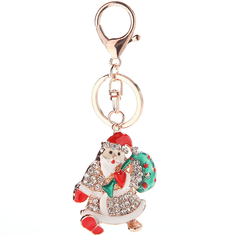 Creative Mignon De Bande Dessinée Les Chaussures De Patinage Cadeau De Noël De Voiture Strass Trousseau Santa Claus Gros display picture 7