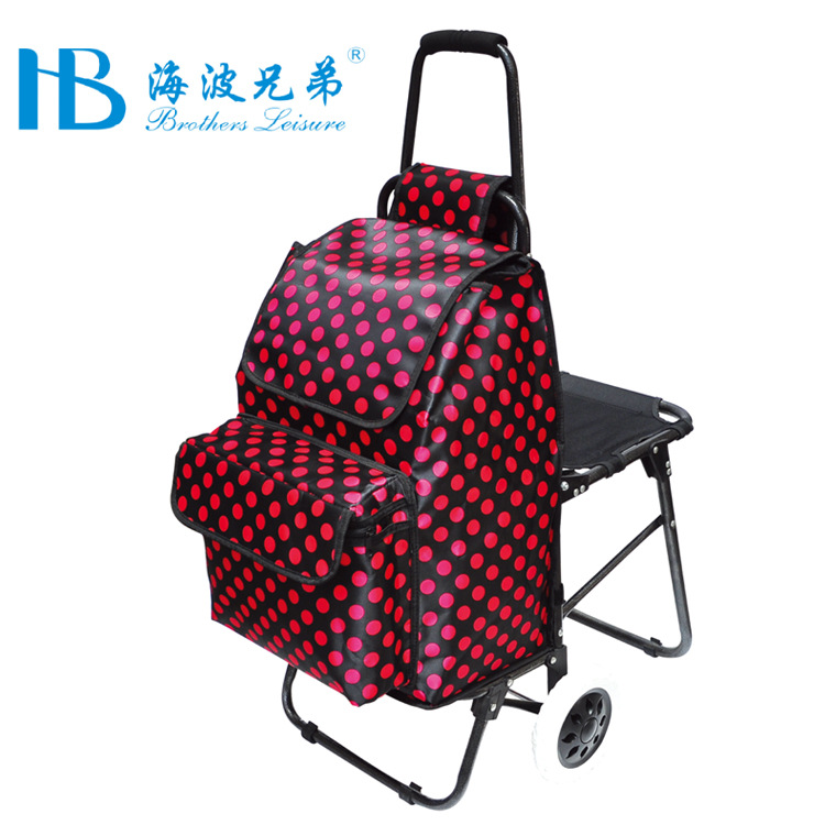 11年专注折叠带座椅保温购物车带凳拉杆车 椅子购物车销量千万台