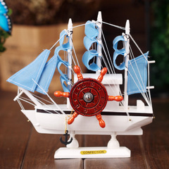 P0523 Music Sailboat Mediterranean Style Music Box Wooden Craft Ornament Couple's Birthday Christmas Gift