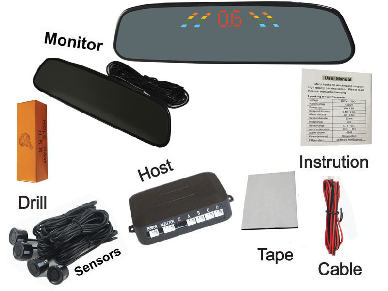 Car rearview Mirror LED digital reversing radar vehicle rearview Camera