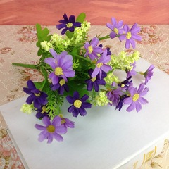 Best-selling 7-pronged jumping chrysanthemum, manufacturer's imitation flower wholesale, imitation plant silk flowers, foreign trade small daisy fake flowers