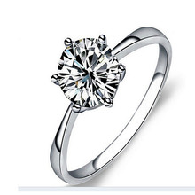 手饰 锆石六爪戒指 欧美时尚经典指环 镀银色白金色戒指