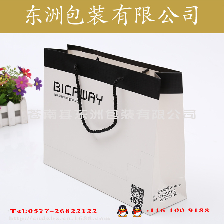 新款上市大号服装手提礼品袋定制白卡纸袋 外贸服装手提纸袋