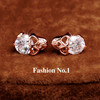 Golden earrings, hypoallergenic zirconium, European style, pink gold