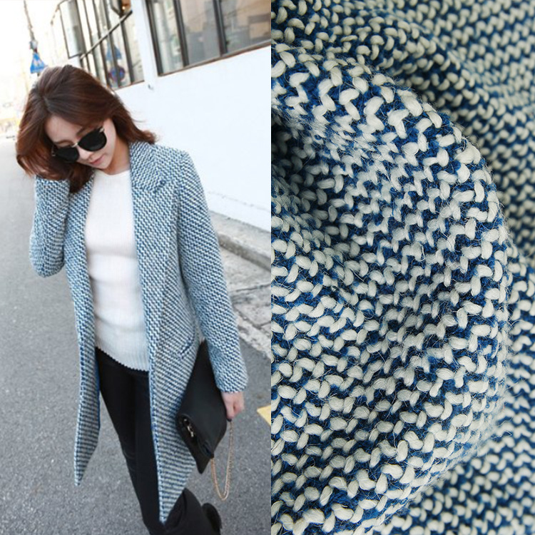 热销秋冬款针织女装毛呢粗纺大衣面料|ms