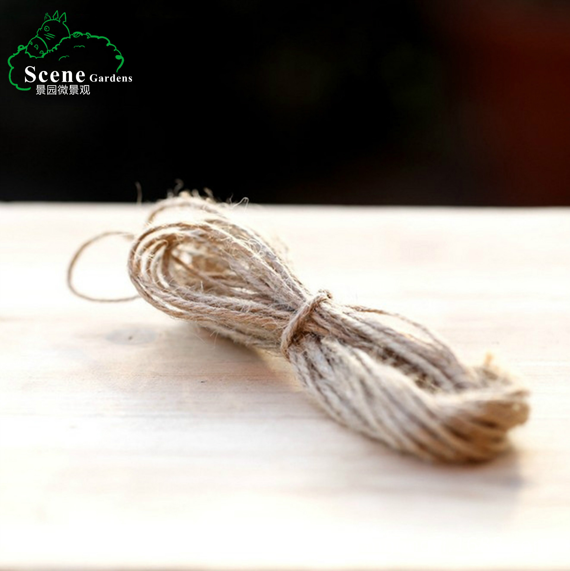 Micro Landscape Glass Sling Tag rope diy Handmade hemp 1 m Three strands rope Natural color