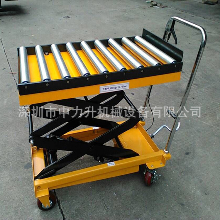 滚筒手动平台车500kg移动滚筒升降平台车辊筒液压手推升高车