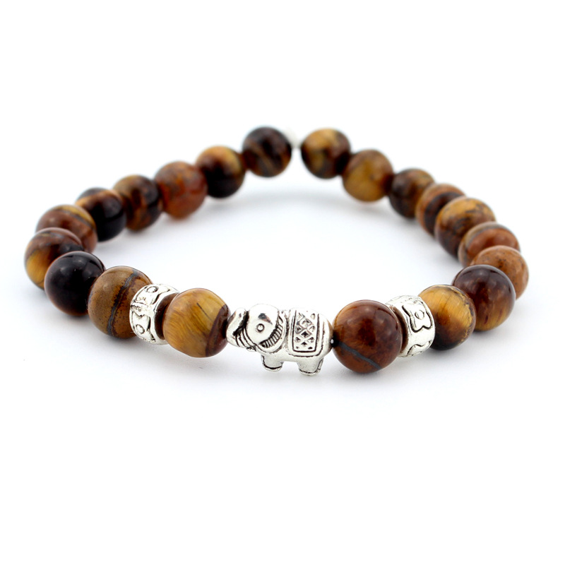 1 Piece Retro Elephant Natural Stone Plating Bracelets display picture 3