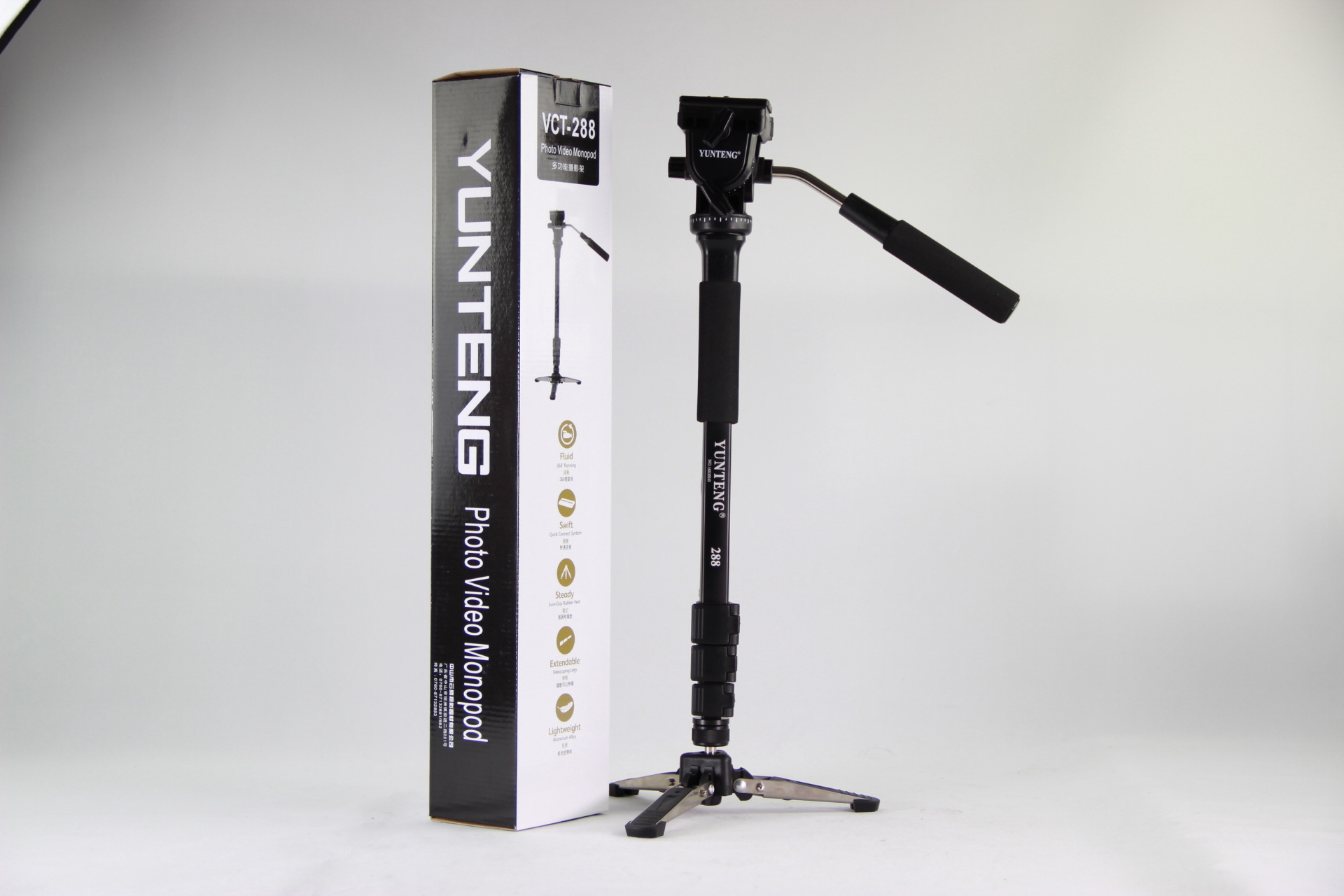 现货销售云腾288摄像独脚架单反相机支架 液压云台DV直播摄影支架