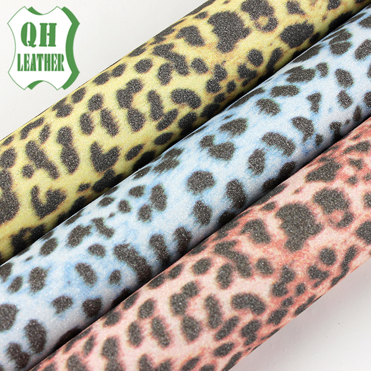 厂家直销七彩豹纹格利特皮革箱包鞋材手袋包包文具盒化妆盒面料
