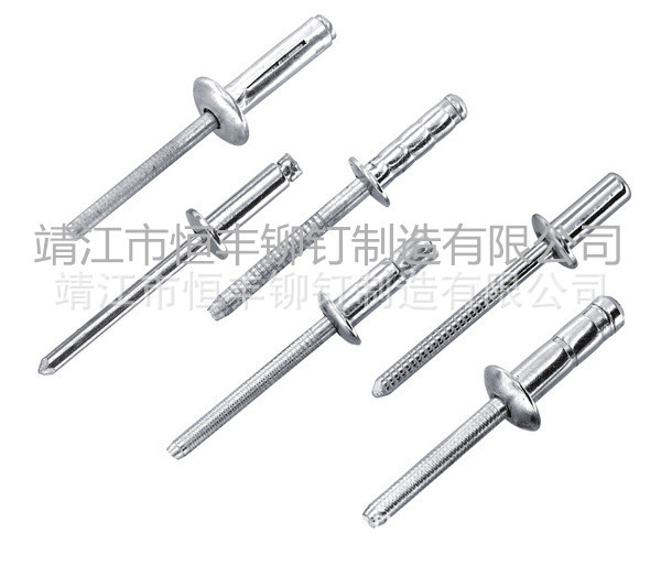 开口型拉铆钉，封闭型拉铆钉，扁圆头拉铆钉，沉头拉铆钉，大帽沿