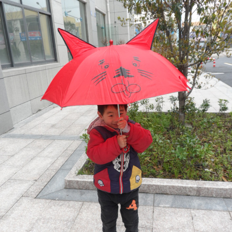 六一节儿童伞卡通猫耳朵儿童晴雨伞幼儿园定 制印刷广告礼品伞