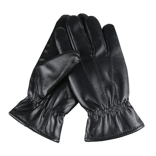 Leather gloves for men and women winter outdoor riding motorcycle battery car warm touch screen pu plus velvet windproof floor stall wholesale