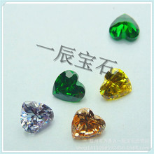 梧州厂家3*3-12*12彩色心形人造宝石裸石 锆石DIY配件