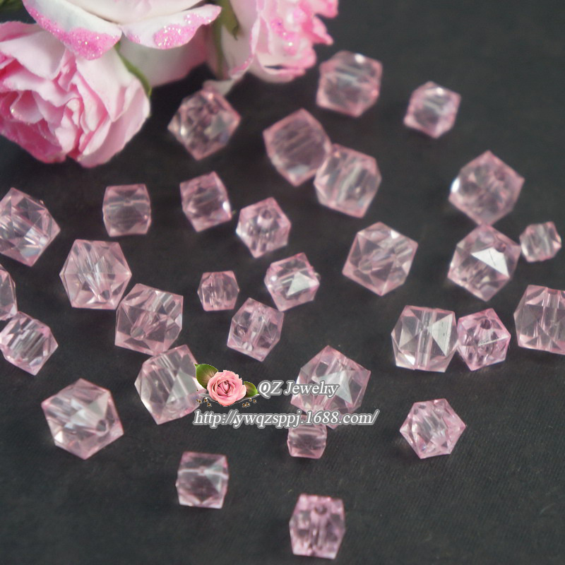 Transparent acrylic square beads, golden square beads, money tree base square beads, beading material detail image 6
