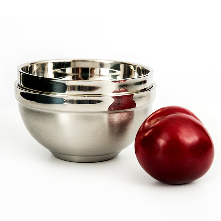 304 Stainless steel Rice bowl double-deck Anti scald Platinum Children bowl School canteen Soup bowl tableware Customizable