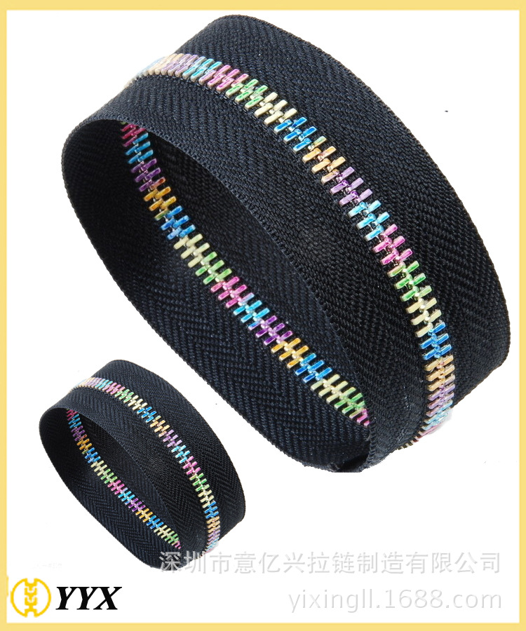 深圳拉链厂家批发供应高档优质七彩玉米牙金属拉链