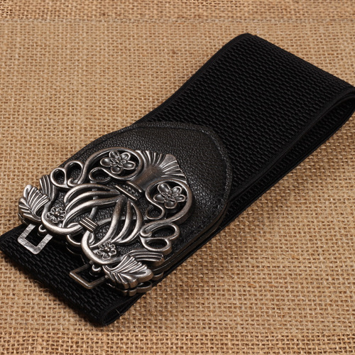Hot-selling Korean style palace retro carved wide belt for women, versatile elastic waistband, wide belt wholesale