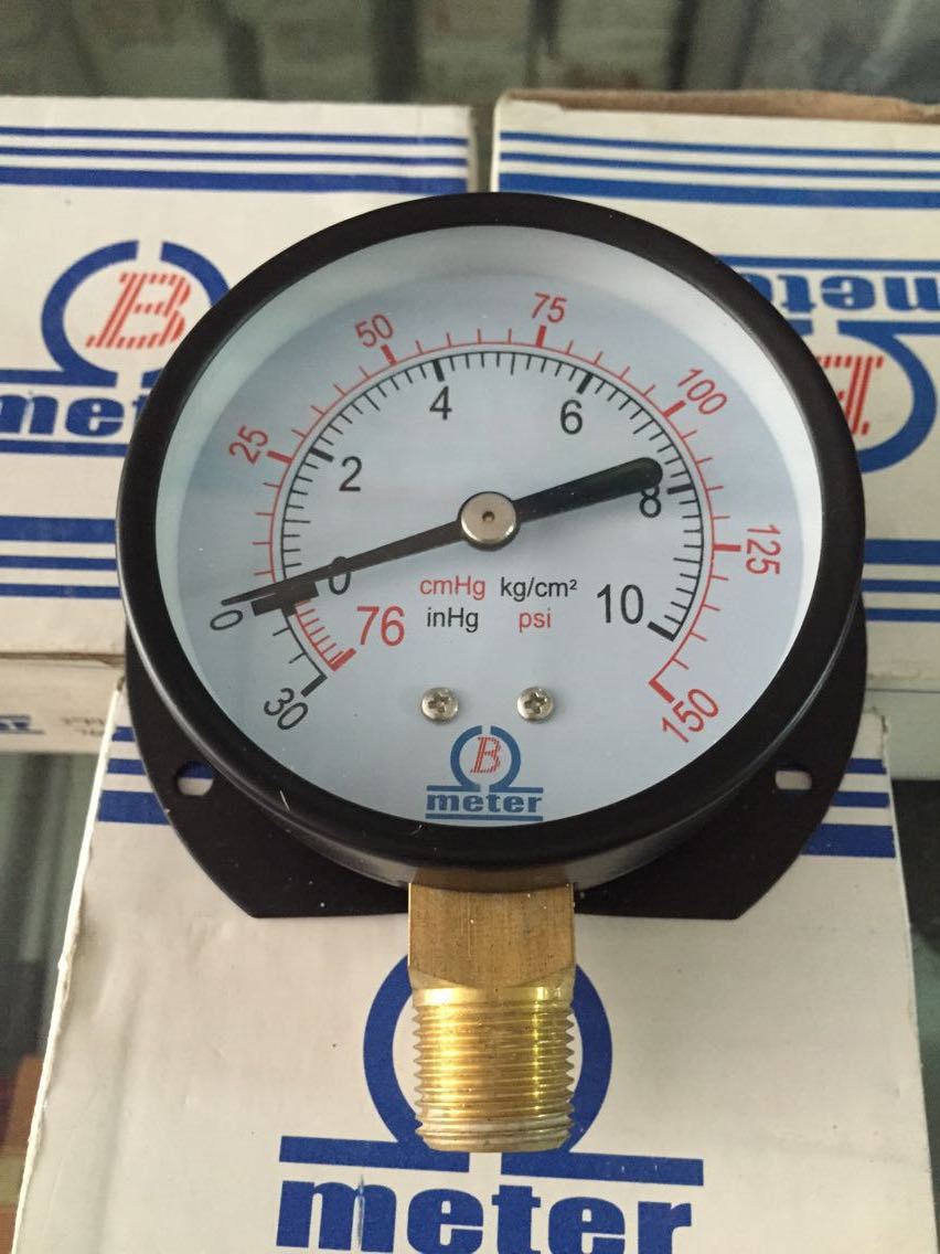 径向带边船用压力表 Y75T -76cmhg-10KG -inhg-150psi  B牌气压表