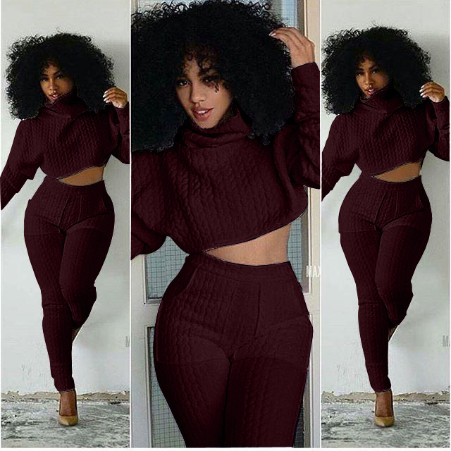 Big braid striped burgundy pile collar casual jumpsuit