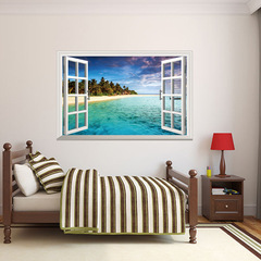 新款牆貼 3D地中海假窗戶 家居背景 可移除貼紙批發 0998