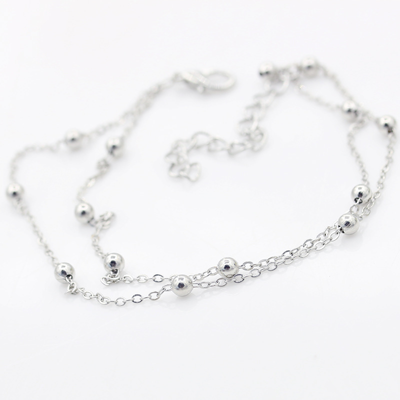 Fashion Foot Decoration Alloy Double-layer Chain Bead Anklet Hot-saling Wholesale display picture 9