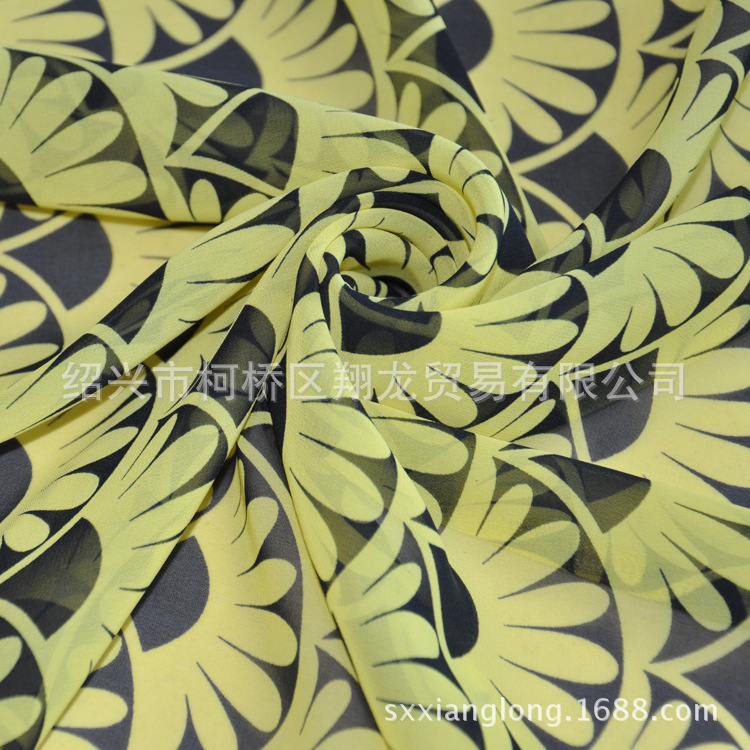 【翔龙印花 XL668】早春新品 几何扇形雪纺印花雪纺面料