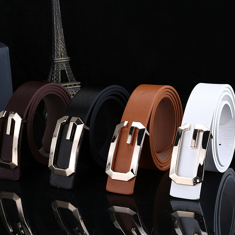 Letter buckle belt imitation leather men...